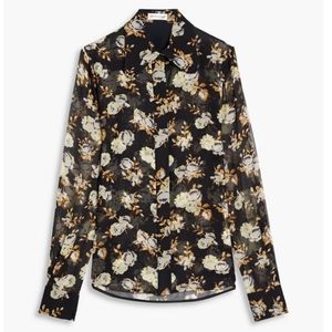 NWT Victoria Beckham Floral Print Silk Chiffon Shirt
